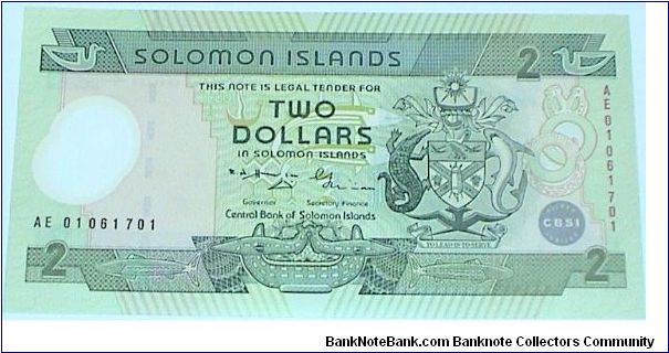 2 Dollars. Polymer note. Silver Jubilee Commemorative of Central Bank of Solomon Islands Banknote