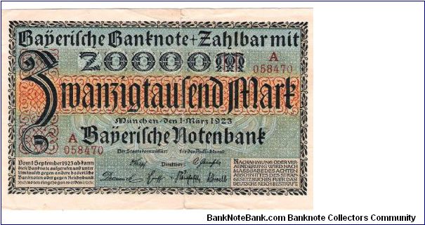 20,000 mark infaltionary currency Banknote