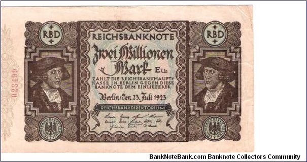 German Inflation currency 2 million Mark Banknote