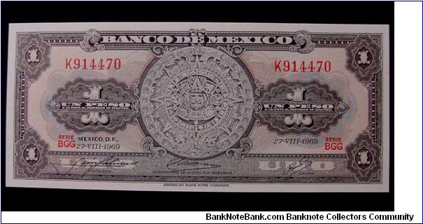 1969 Mexico 1 Peso Banknote