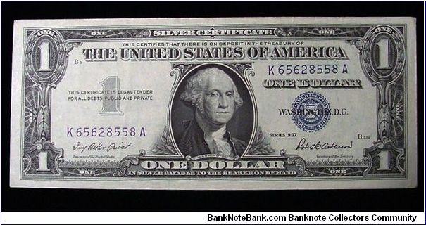 US 1 Dollar Silver Certificate 1957 Banknote