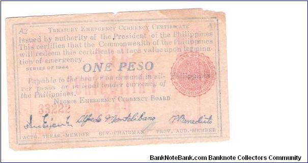 Negros emergency currency board has american Seal Banknote