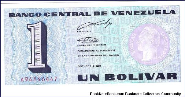 Un bolivar 1989 venezuela Banknote