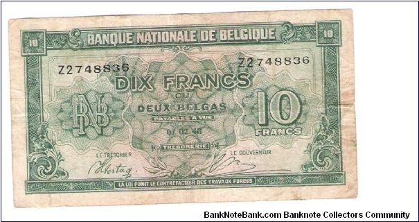 10 Francs Belgium Banknote