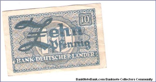 ... was established in the Western occupation zones in 1948 (currency reform), and replaced by the Deutsche Bundesbank in 1957. So I guess this note is from 1948.

Thanks fo thr info chrisild Banknote