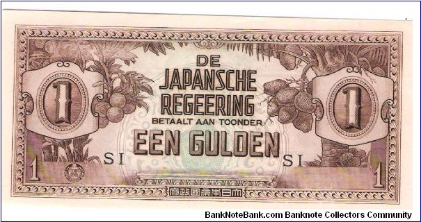 No Date 1942 Netherlands Indies WWII Japanese Occupation # 123c Block letters SI 
#4 Banknote