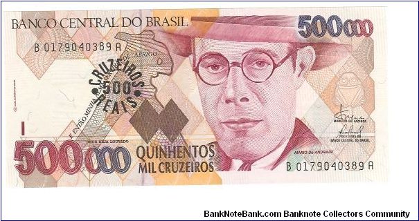 500 Cruzeiros on 500,000 Cruzeiros

P239B Banknote