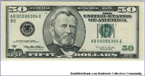 US 1996 New York $50 *Low Serial Number* Banknote