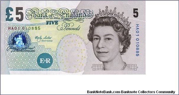 Brown and Greenish Blue.  Elizabeth II / Elizabeth the Fry with prison inmates and her portrait. Banknote