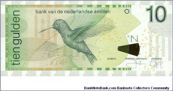 Green and Multicolour.  Bird (Kolibre) / Bank Seal. Banknote