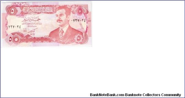 Iraq 5 Dinars Unc Front Design: Sadam Hussein

Visit ENCYCLOINDIA COLLECTIBLES @ http://www.geocities.com/encycloindia for more..s,achive,links,papermoney gallery,portrait gallery,biography..... Banknote