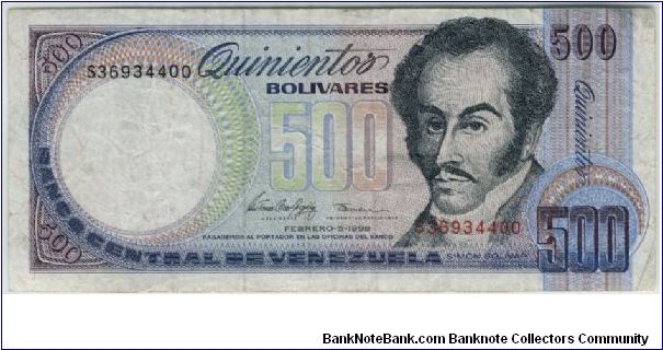 Venezuela 1998 500 Bolivares. Special thanks to Budhe Ratna Banknote