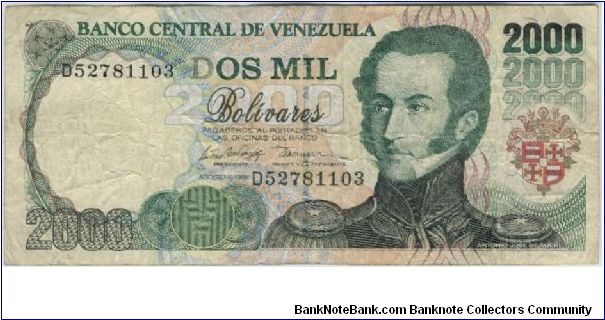 Venezuela 1998 2000 Bolivares. Special thanks to Budhe Ratna Banknote