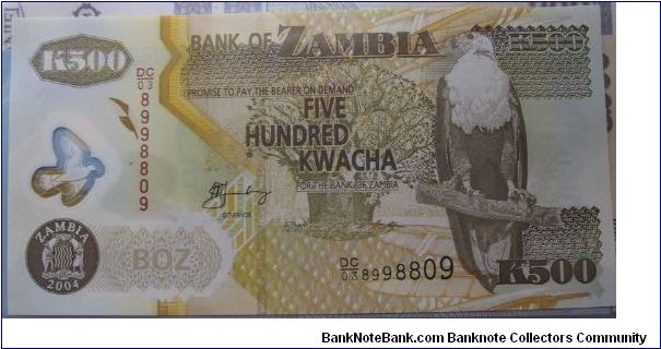 Zambia K500 Kwacha. Polymer banknote from African country Zambia

SOLD Banknote
