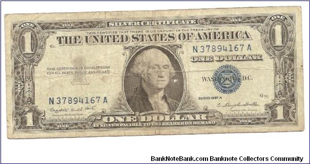 1957A silver certificate buaght for $1.00 Banknote