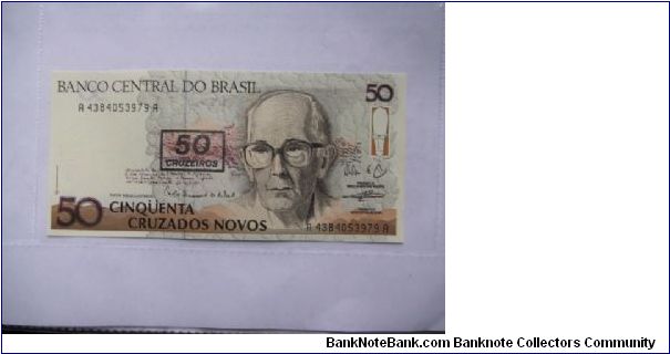 Brazil 50 Cruzados/50 Cruzerios banknote in UNC condition Banknote