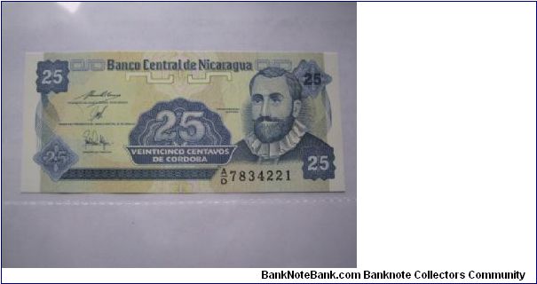 Nicaragua 25 Centavos in UNC condition Banknote