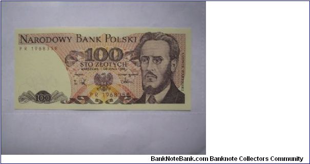 Poland 100 Zlotych banknote in UNC condition. Banknote