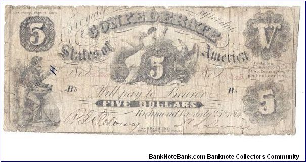 Type 11 Confederate note. Banknote