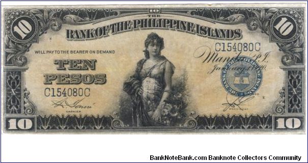 PI-14 Bank of the Philippines 10 Peso note. Banknote