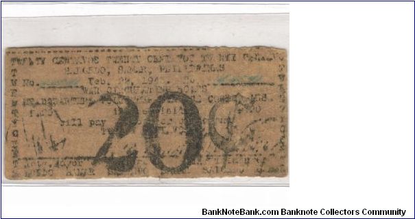 SMR-783 Samar 20 Centavos note. Banknote
