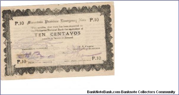 S-592 Misamis 10 Centavos note. Banknote