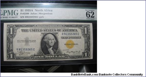 1935 A $1 Silver Certificate - North Africa Banknote