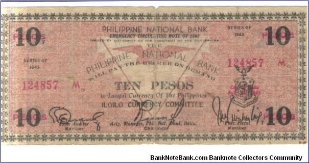 S329a Iloilo 10 Peso note. Banknote