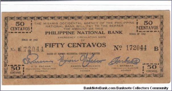 S-576a, Misamis 50 Centavos note. Banknote