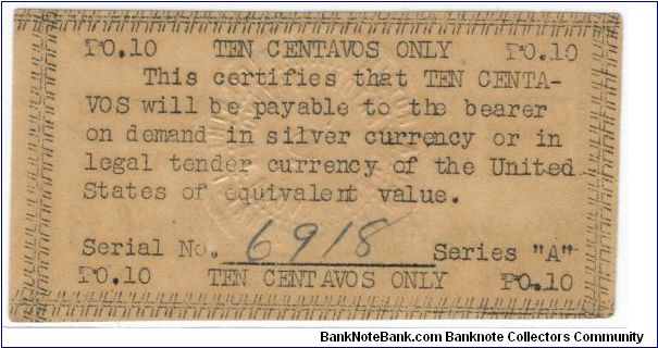 S-121, Apayao 10 Centavos note. Banknote
