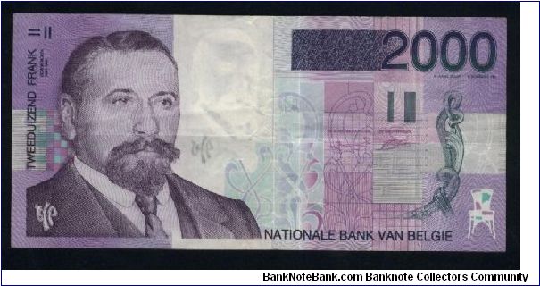 2,000 Francs.

Baron Victor Horta at left on face; flora nad art Nouveau design at left on back.

Pick #151 Banknote