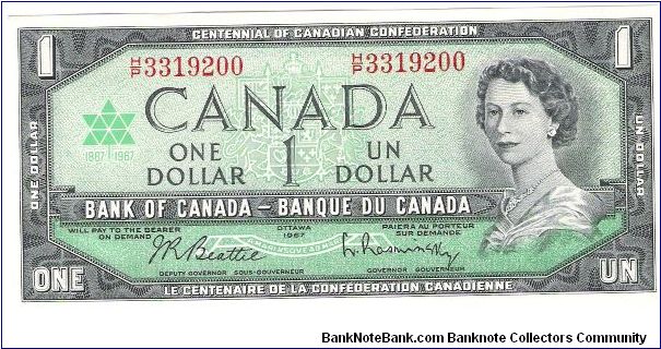 Canada Centenial 1 dollar note  1/2 consecutive Banknote