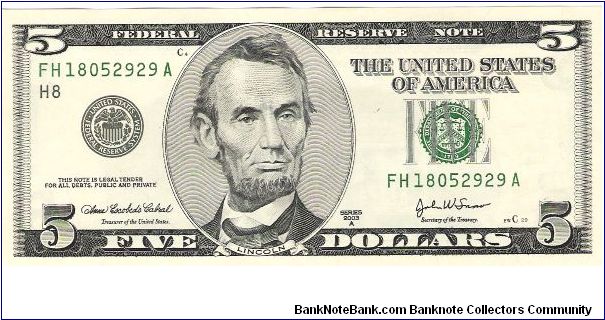 2003-A- $5.00
Just wanted a modern Note that was unc in the collection Banknote