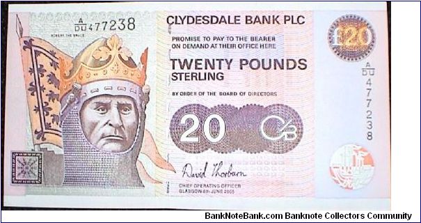 20 Pounds. Clydesdale Bank Glasgow Exchange Opened by the Rt Hon McDonnell MSP First Minister of Scotland. Banknote