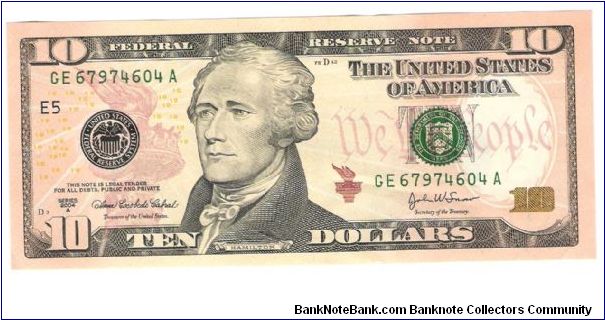 2004-A  USA 10 Dollar bill Banknote