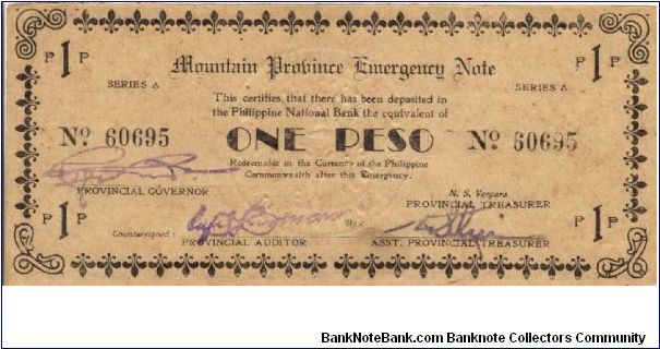 S-601 Rare series of 3 consecutive numbered Mountain Province Notes, 2 - 3. Banknote