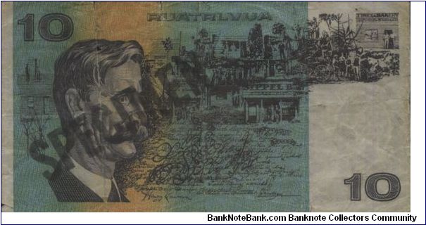 SPECIMEN
(Very Rare) 

10 Dollars  

Obverse & Reverse same portrait & AUATRALVUA INSTEAD AUSTRALIA 

Watermark:Yes

BID VIA EMAIL Banknote