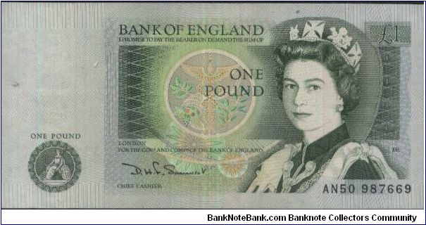 A Series Great Britain 1 Pound 

Dated 1982-1984  

No: AN50 987669,
Bank Of England

OFFER VIA EMAIL Banknote