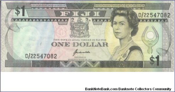 1 Dollar
Dated 1987 

Obverse:H.M.Queen Elisabeth II  

Reverse:Market near Ship Harbour

Watermark:yes

Size:155x67mm Banknote