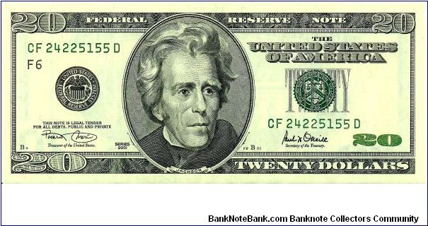 2001 $20 Note(XF) U.S.A. Banknote