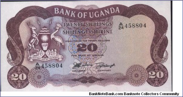 1966 20shs note
1st issue Uganda. Banknote