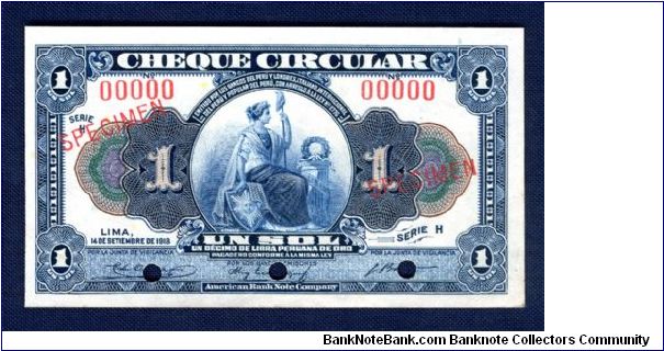 Cheque Circular Un sol Specimen Banknote