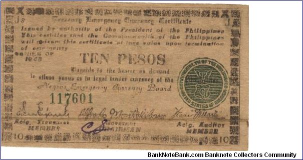 S-683 Negros 10 Pesos note. Will trade this note for Philippine notes I don't have. Banknote