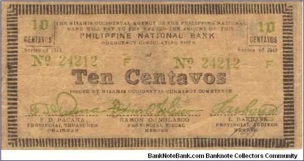 S-573 Misamis 10 Centavos note. Will trade this note for Philippine notes I don't have. Banknote