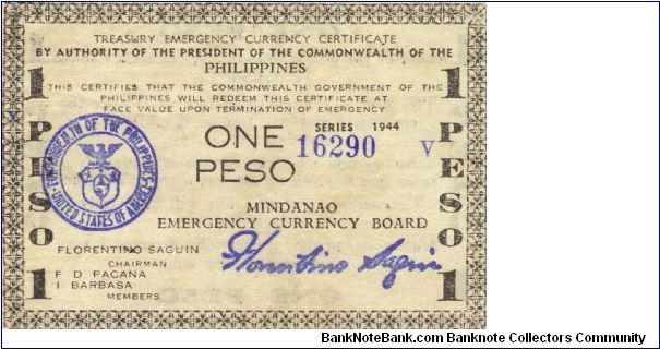 S-523c Mindanao 1 Peso note. Will trade this note for Philippine notes I don't have. Banknote