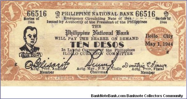 S-342 Iloilo 10 Pesos note. Will trade this note for Philippine notes I don't have. Banknote