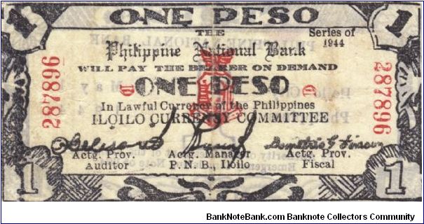 S-339 Iloilo 1 Peso note. Will trade this note for Philippine notes I don't have. Banknote