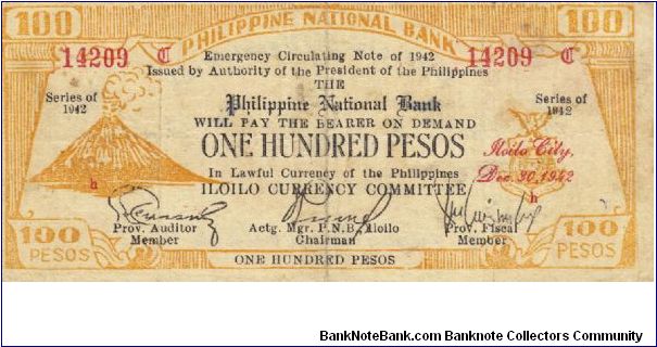 S-322 Iloilo 100 Pesos note. Will trade this note for Philippine notes I don't have. Banknote