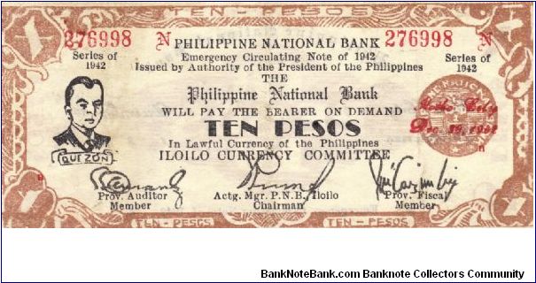 S-317a Iloilo 10 Pesos note. Will trade this note for Philippine notes I don't have. Banknote