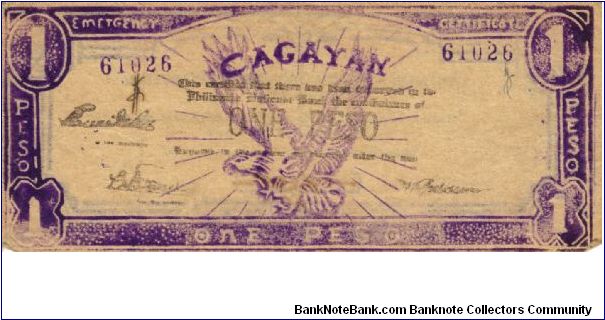 S-187 Cagayan 1 Peso note. Will trade this note for Philippine notes I don't have. Banknote